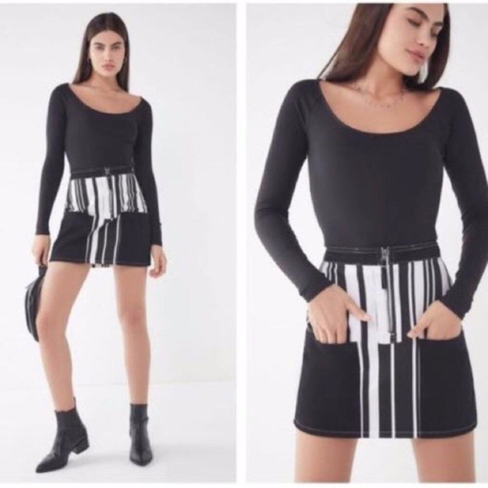 Urban Outfitters BDG Black and White Printed Denim Mini Skirt